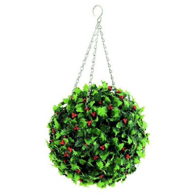 Holly Effect 30cm Topiary Ball Garden Home Christmas Decoration