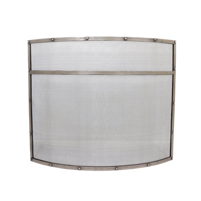 Holly Fireguard Rectangular Iron Contemporary Silver Gloss Mesh Centre - 3