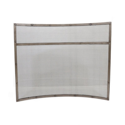 Holly Fireguard Rectangular Iron Contemporary Silver Gloss Mesh Centre - 4