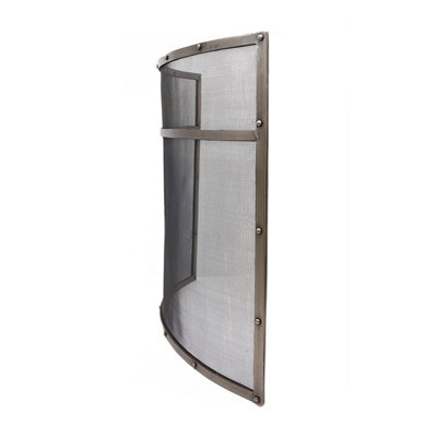 Holly Fireguard Rectangular Iron Contemporary Silver Gloss Mesh Centre - 5