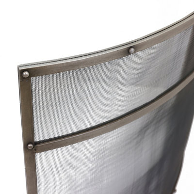 Holly Fireguard Rectangular Iron Contemporary Silver Gloss Mesh Centre - 6
