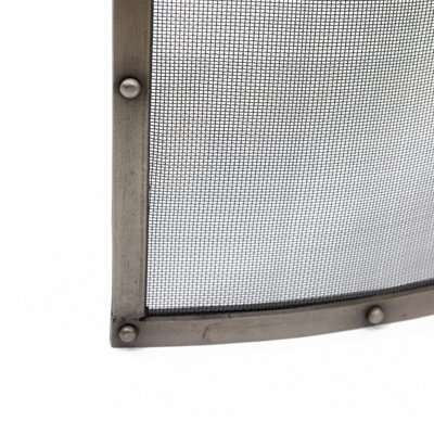 Holly Fireguard Rectangular Iron Contemporary Silver Gloss Mesh Centre - 7