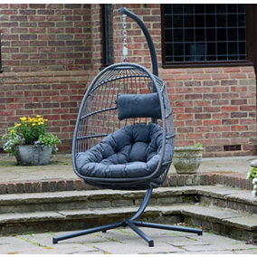 Holly Folding Single Cocoon Egg Chair Swing - Grey