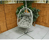 Holly Folding Single Cocoon Egg Chair Swing in Latte
