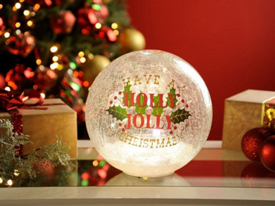 Holly Jolly Crackle Ball - 15cm