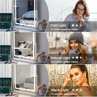 Hollywood LED Lighted Makeup Mirror Touch Screen with 3 Color for Home Bedroom