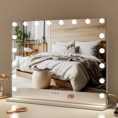 Hollywood Makeup Mirror 80x58cm with 18 Dimmable LED Lights, 3 Colour Modes & USB Port