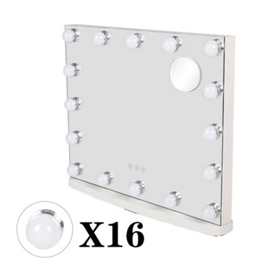 Hollywood Makeup Mirror with LED Bulbs Touch Control Detachable 10X Magnifier 42cm(H)