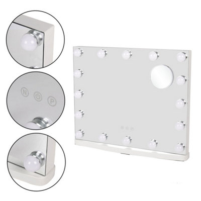 Hollywood Makeup Mirror with LED Bulbs Touch Control Detachable 10X Magnifier 42cm(H)