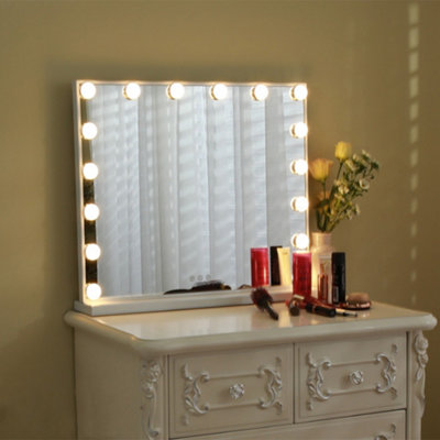 Hollywood Mirror with 16 LED Dimmable Lights 3 Colors for Desk 62cm x 52cm