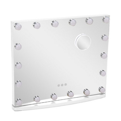 Hollywood Rectangle Metal Makeup Mirror with 18 LED Bulbs Touch Control ...