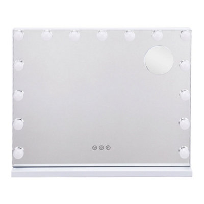 Hollywood Rectangular Touch Screen Vanity Makeup Mirror with 15 LED Bulbs Dimmable 58 x 48 cm