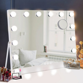 Hollywood Vanity Mirror 14 Dimmable 3 Color LED Bulbs Touch Screen Tabletop Wall Mounted 50x42cm MT005040