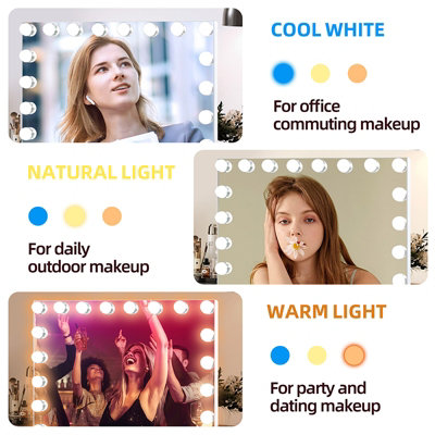 Hollywood Vanity Mirror 18 Dimmable LED Touch Control USB Charging Wall-Mounted Rectangular 80x58cm MT008058-1P