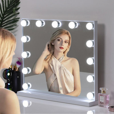Hollywood Vanity Mirror Lighted Makeup Mirror 13 LED Dimmable Bulbs Mirror with 3 Color Lights 50x