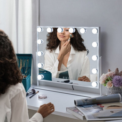Hollywood Vanity Mirror Lighted Makeup Mirror Rotatable with 14 LED Bulbs, Touch Screen and 3 Lighting Modes