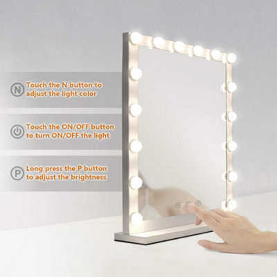 Hollywood Vanity Mirror Lighted Mirror Touch Control Makeup Mirror with 16 Dimmable Bulbs 62cm W x 52cm H