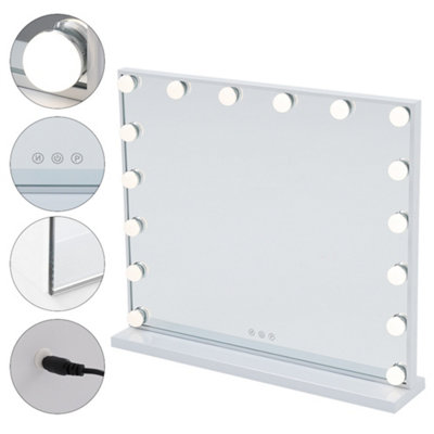 Hollywood Vanity Mirror Lighted Mirror Touch Control Makeup Mirror with 16 Dimmable Bulbs 62cm W x 52cm H