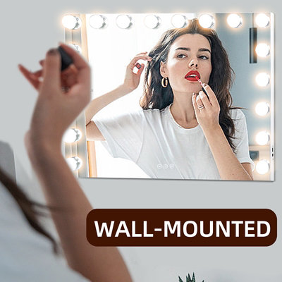 Hollywood Vanity Mirror Makeup Mirror 18 LED Dimmable Bulbs 3 Color Bedroom Cosmetic Mirror Table and Wall MT008058-1