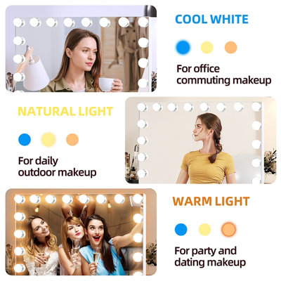 Hollywood Vanity Mirror Makeup Mirror 18 LED Dimmable Bulbs 3 Color Bedroom Cosmetic Mirror Table and Wall MT008058-2