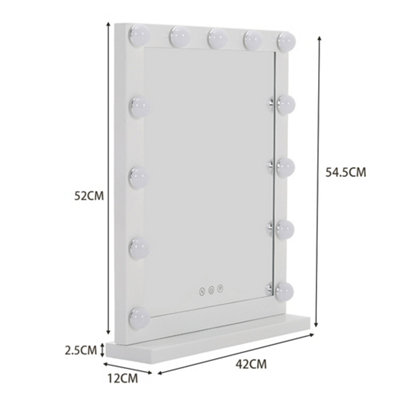 Hollywood Vanity Mirror Makeup Mirror Touch Control Lighted Mirror with 13 Dimmable Light Bulbs 40x 52cm
