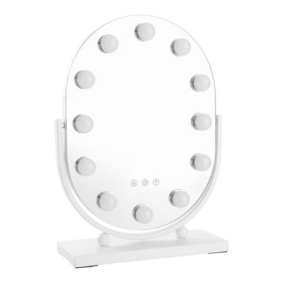 Hollywood Vanity Mirror Oval Lighted Rotatable Makeup Mirror with 12 LED Bulbs, Touch Screen with 3 Lighting Modes