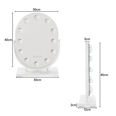 Hollywood Vanity Mirror Oval Lighted Rotatable Makeup Mirror with 12 LED Bulbs, Touch Screen with 3 Lighting Modes