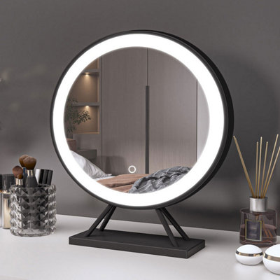 Round dressing table mirror store with lights