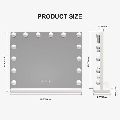 Hollywood Vanity Mirror with Lights 50x42cm with 14 Dimmable LED Bulbs for Dressing Room - 5