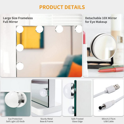 Hollywood Vanity Mirror with Lights 50x42cm with 14 Dimmable LED Bulbs for Dressing Room - 6