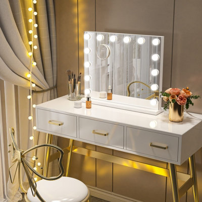 Hollywood Vanity Mirror with Lights 50x42cm with 14 Dimmable LED Bulbs for Dressing Room - 7