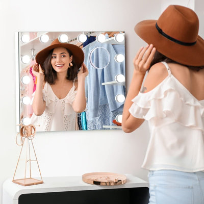 Hollywood Vanity Mirror with Lights 50x42cm with 14 Dimmable LED Bulbs for Dressing Room - 9