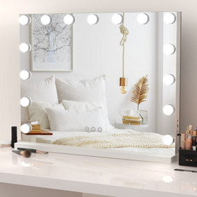 Hollywood Vanity Mirror with Lights 58x46cm with 15 Dimmable Bulbs 3 Color Tabletop or Wall Mounted Mirror