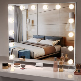 Hollywood Vanity Mirror with Lights 60 x53cm with 14 Dimmable Bulbs 3 Color Modes, Touch Screen Control