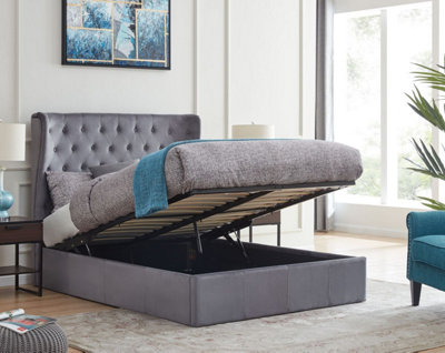 Holway Double 4ft 6 Grey End Opening Ottoman Bed