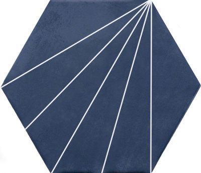 HoM LYLA HEX WALL & FLOOR TILE -  BLUE/WHITE - Sample