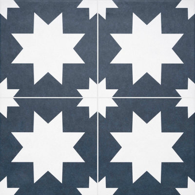 HoM RIGEL NAVY PATTERN FLOOR TILE 45X45cm - PK7 - Opulence