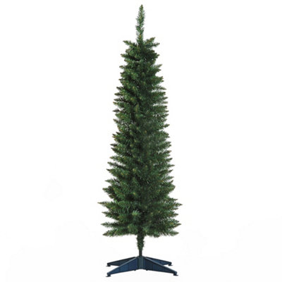 HOMCOM 1.5m 5ft Artificial Pine Pencil Slim Tall Christmas Tree with 294 Branch Tips Xmas Holiday Décor with Stand