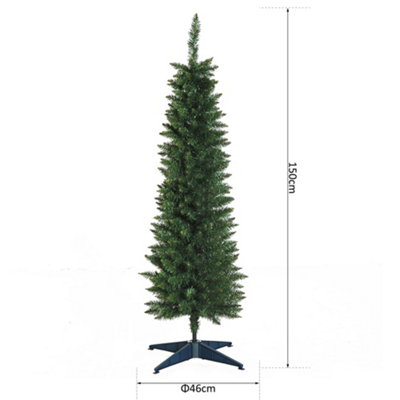 HOMCOM 1.5m 5ft Artificial Pine Pencil Slim Tall Christmas Tree with 294 Branch Tips Xmas Holiday Décor with Stand - 3