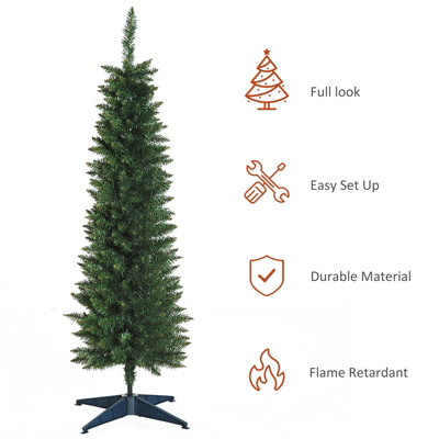 HOMCOM 1.5m 5ft Artificial Pine Pencil Slim Tall Christmas Tree with 294 Branch Tips Xmas Holiday Décor with Stand - 4