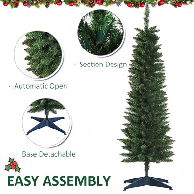 HOMCOM 1.5m 5ft Artificial Pine Pencil Slim Tall Christmas Tree with 294 Branch Tips Xmas Holiday Décor with Stand - 5