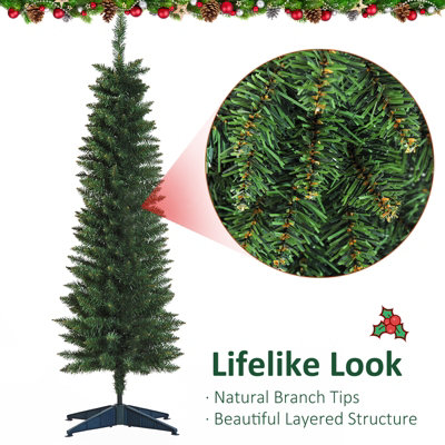 HOMCOM 1.5m 5ft Artificial Pine Pencil Slim Tall Christmas Tree with 294 Branch Tips Xmas Holiday Décor with Stand - 7
