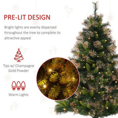 HOMCOM 1.5m 5ft Pre-Lit Christmas Tree Artificial Spruce Xmas Tree Warm White LED Holiday Décor with Metal Stand - 4