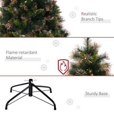 HOMCOM 1.5m 5ft Pre-Lit Christmas Tree Artificial Spruce Xmas Tree Warm White LED Holiday Décor with Metal Stand - 5