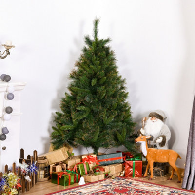 HOMCOM 1.5m 5ft Pre-Lit Christmas Tree Artificial Spruce Xmas Tree Warm White LED Holiday Décor with Metal Stand - 7