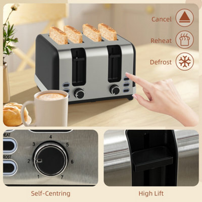 Geepas 4-Slice Toaster & 1.5L Cordless Kettle Combo Set In Black - 240V, 2-Year Warranty