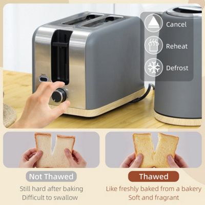 HOMCOM 1.7L Electric Fast Boil Kettle and 2 Slice Toaster Set, Grey