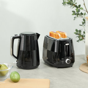 HOMCOM 1.7L Fast Boil Electric Kettle and 2 Slice Water Toaster Set, Black