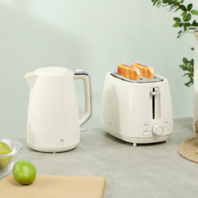 HOMCOM 1.7L Fast Boil Electric Kettle and 2 Slice Water Toaster Set, Cream