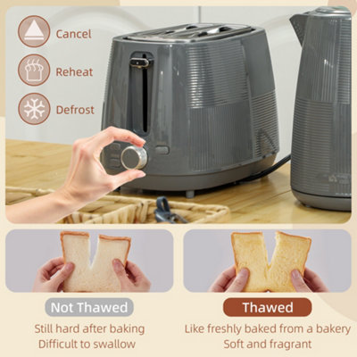 HOMCOM 1.7L Fast Boil Electric Kettle and 2 Slice Water Toaster Set, Grey